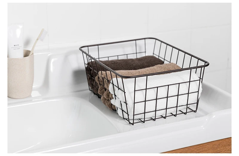 Japanese Wrought Iron Storage Basket Kitchen Finishing Iron Baskets Bathroom Storage Baskets Iron Table Home Decorations