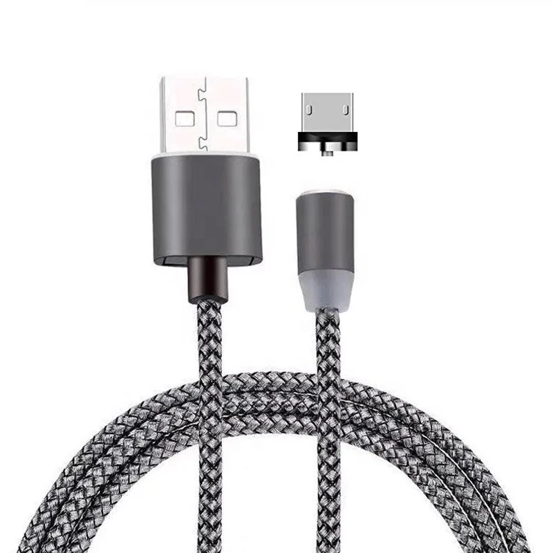 Красивый Магнитный usb-кабель для быстрой зарядки USB type C кабель магнитное зарядное устройство для зарядки данных Micro usb кабель мобильного телефона кабель USB шнур - Цвет: Серый