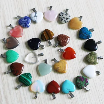 

Fubaoying Natural Crystal Pink Heart Necklace Stone Pendant 20mm 50pcs Lot Charms For Jewelry Making