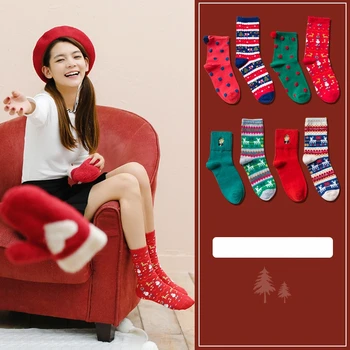

Women Socks Winter 2 Pairs Thicker Warm Long Socks Girls Cotton Color Christmas Fashion Socks For Women