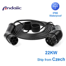 Ev tipo de cabo do carro 2 para tipo 2 conector trifásico uma fase para acessórios do carro elétrico 5m evse cabo de carregamento