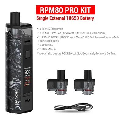 SMOK Vape RPM80 Pro комплект сигарет электронная сигарета стручка 5 мл картридж электронная сигарета испаритель RPM80 3000 мАч батарея VS RPM40 - Цвет: Black  White Kit PRO