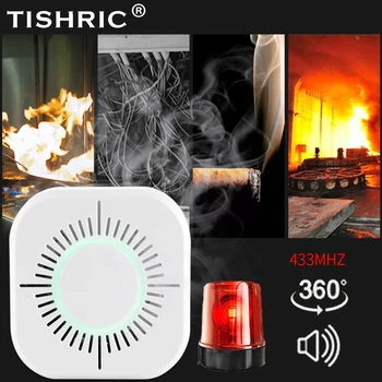 

TISHRIC Smoke Detector Wireless 433mhz Fire Alarm Sensor Device support SONOFF Bridge Smart Home Automation Security Protection