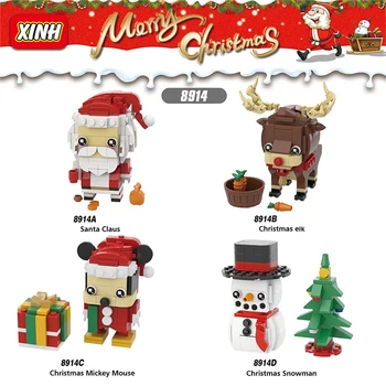 

New Christmas Mouse Snowman Santa Claus Building Blocks Educational Assemble Brick Toy for Children Gifts