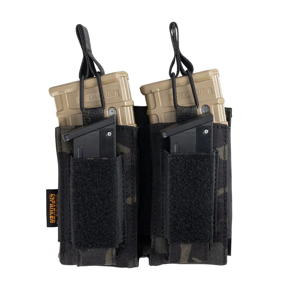 Multicam Black Отличные Элитные бизань тактический нейлон Molle подсумок армии аксессуары AK M4 пистолет двойной журнал сумки пейнтбол игры - Цвет: Multicam Black