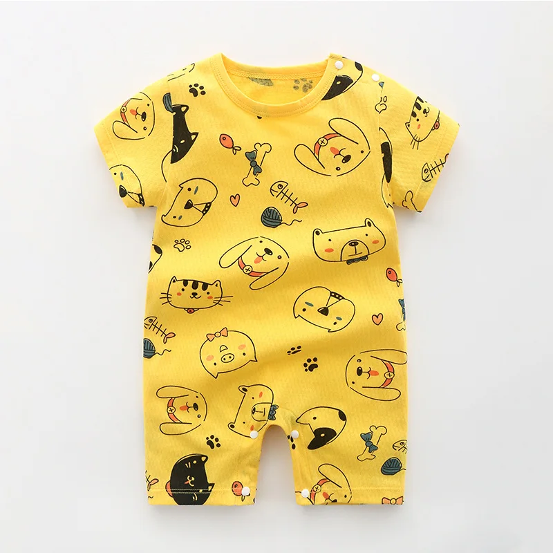 Summer 0-24 Months Baby Boys Girls Romper Infant Jumpsuit Cartoon Short-sleeved Climbing Pajamas Cotton Brand Toddler Clothes cotton jumpsuit baby romper