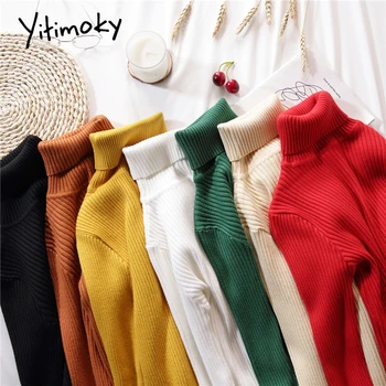 

Turtleneck sweaters and pullovers Women soft stretch Solid knit sweater pink korean top winter clothes women black striped shirt
