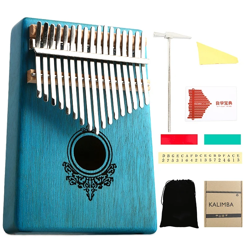 

Kalimba Thumb Piano 17 Keys Mahogany Wooden with Hammer and Music Book for Music Lover Beginners Children