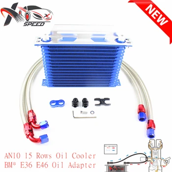 

E36 E46 E82 E90 E92 oil filter adapter 15 rows oil cooler for BM W M3 325i 328i 335i AN10 engine radiator