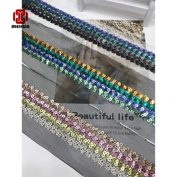 

New hot 2020 Polyester Sequined Lace Ribbon Shiny Trims Fabric Wedding Headdress DIY Accessories Sewing Garment Embellishment