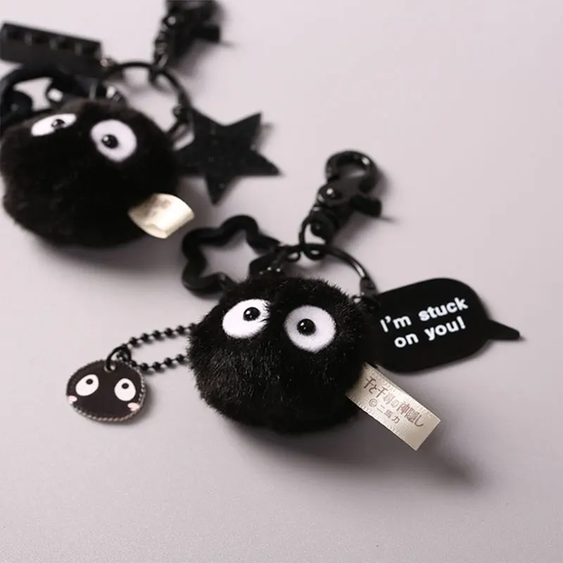

Original Totoro Black Charcoal Ball Elf Stuffed Doll Kawaii Totoro Plush Toy Backpack with Pendants Keychain for Boy Girl Gift