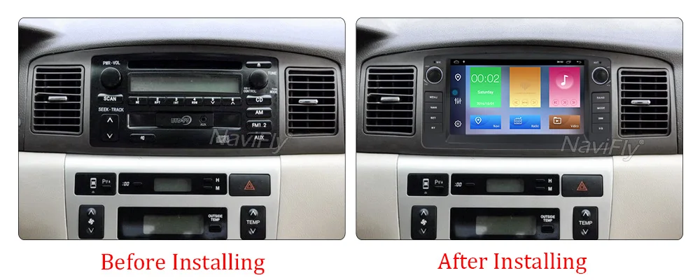 Clearance Navifly Android 9 Car DVD Player For Toyota Corolla E120 BYD F3 2000 2005 2006 Radio Multimedia Head Unit FM AM Stereo GPS 2+32G 8