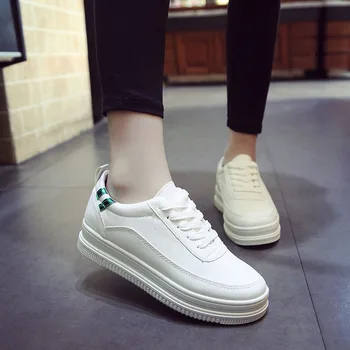 

Nice New Women Shoes Black White Sneakers Women Casual Shoes lace-up Leather Female Shoes