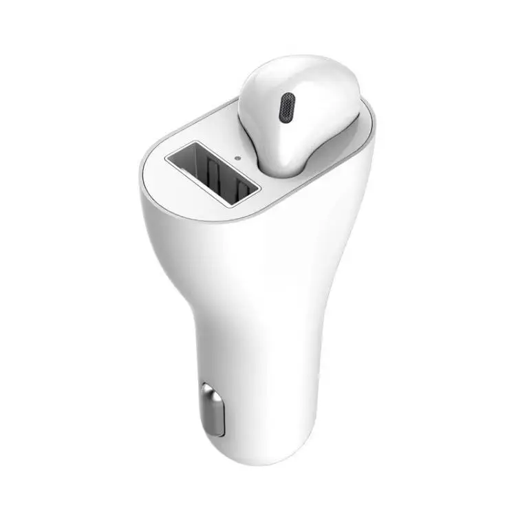 Белый Автомобильная bluetooth-гарнитура 2 в 1 Bluetooth гарнитура USB Автомобильное зарядное устройство 5,0 стерео Bluetooth гарнитура Bluetooth наушники Handsfree - Цвет: Белый