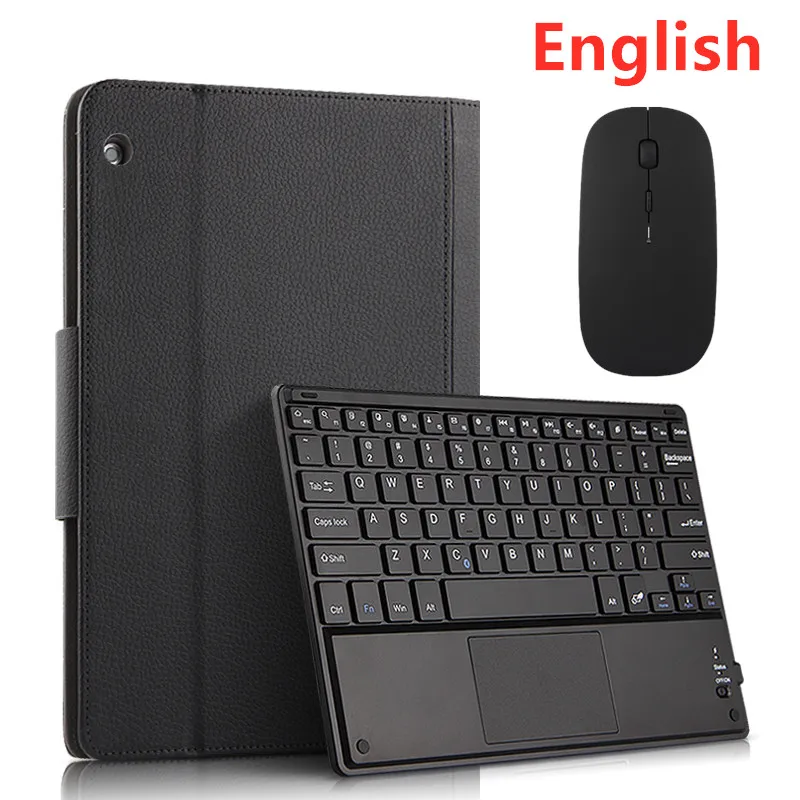 black mouse English Чехол для lenovo Tab M10 10,1 TB-X605L, Беспроводная Bluetooth клавиатура, защитный чехол из искусственной кожи, Tab m10 TB-X605F, 10,1 дюймов, чехол для планшета - Цвет: black mouse English