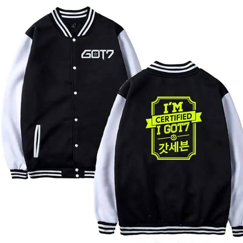 

Baseball Jacket Oversize Women/Men Winter Jacket Got7 Print Winter Women Warm Casual Fleece Blanket Hoodies Fashion Sweatshirt