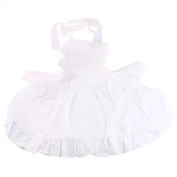 

Pure Cotton Cute Aprons for Girls Vintage Retro Waitress Apron Women Cooking Apron (White)