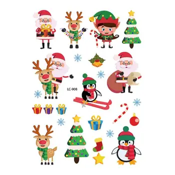 

8pcs Cartoon Christmas Pattern Tattoo Sticker Cute Funny Christmas Stickers Decals Tattoo Sticker For Friends Kids Children