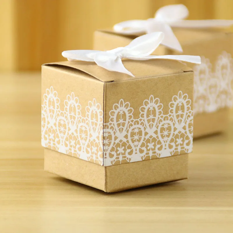 

50pcs/lot Kraft Paper Gift Boxes Wedding Favour Dragee Box Candy Gift Packaging Box Birthday Wedding Party Supplies