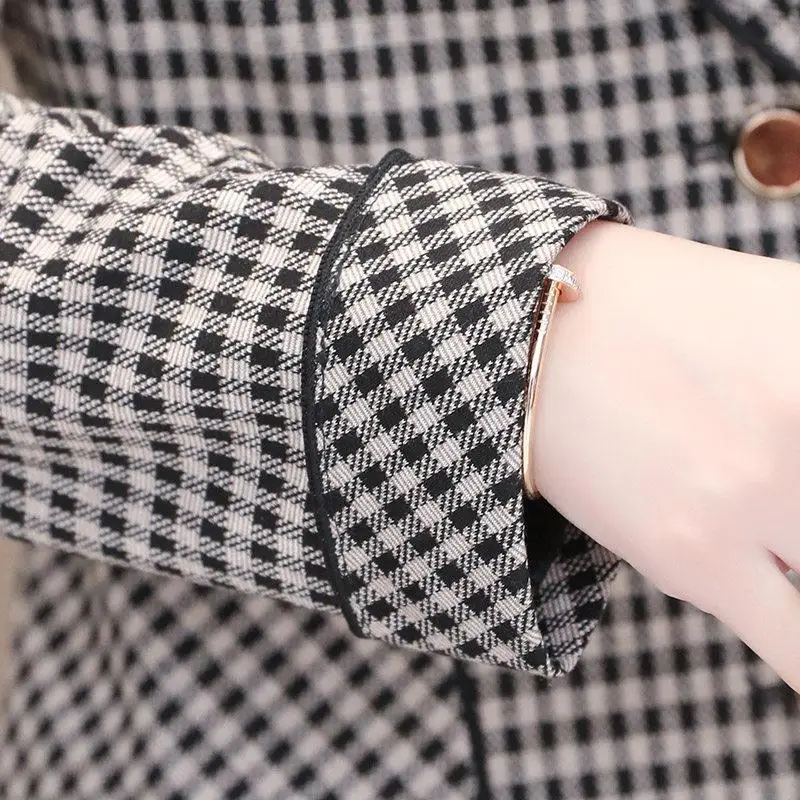 New Autumn Winter Woolen Coat Female Plus Size 5XL elegant Wool Women Coat Plaid Female Jacket