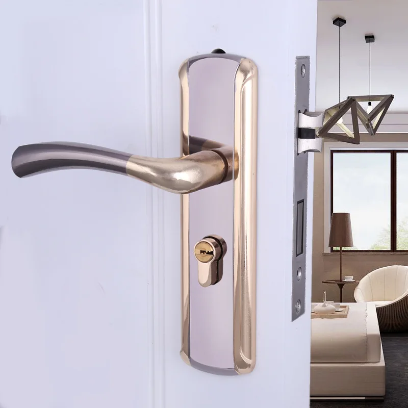 

Manufacturers Direct Selling Titanium Black And Golden Doorknob Protector Double Color Handle Lock Bedroom Door Lock Hardware Lo