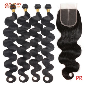 

30inch Bundles With Closure Body Wave Bundles With Closure Malaysian Hair Bundles With Closure Remy Human Hair Weaving