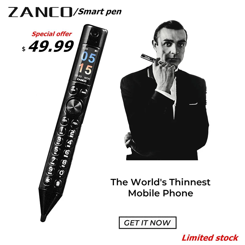 ZANCO New Smart-Pen Bluetooth-Headset Mobile-Phone World-Thinnest Easy-To-Carry-Phone
