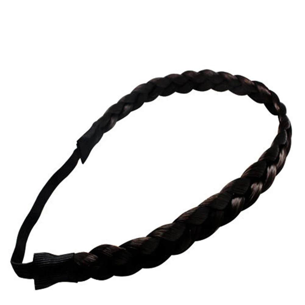 Natural Black Мода для женщин Девушка синтетические волосы плетеные плетение эластичная повязка для волос плетеная лента аксессуары для волос богемный стиль - Цвет: Natural Black
