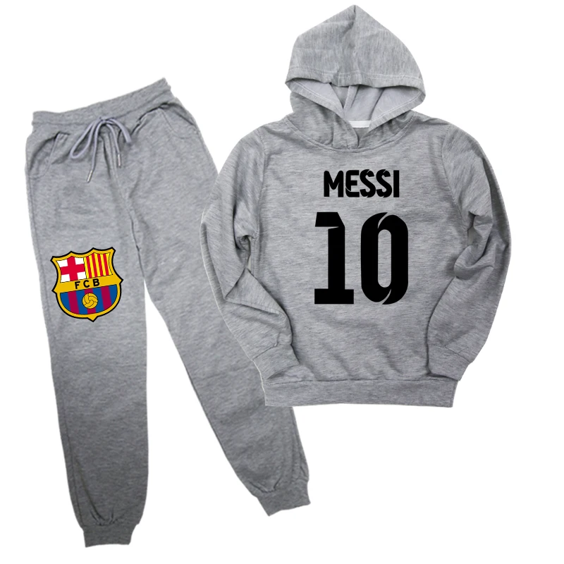 Дети Мальчики Девочки Messi 10 Толстовка брюки костюм толстовки повседневный комплект из свитера с брюками пуловеры топы для детей Сюрприз подарок
