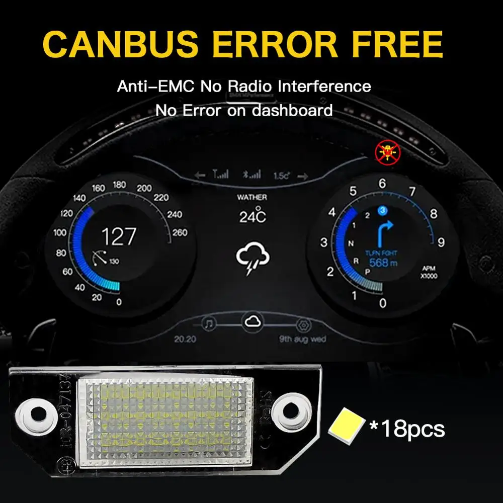 Светодиодные CANBUS подсветка номерного знака основа для Focus MK2 2003 ~ 2008 C MAX I лампа без