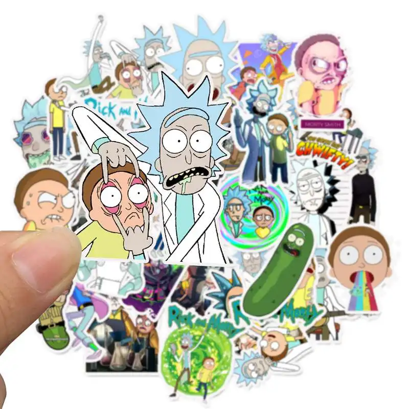 17/35PCS/SET Personality Rick And Morty Anime Stickers Stranger Things PVC Waterproof Luggage Sticker On Travel Case Phone Decel