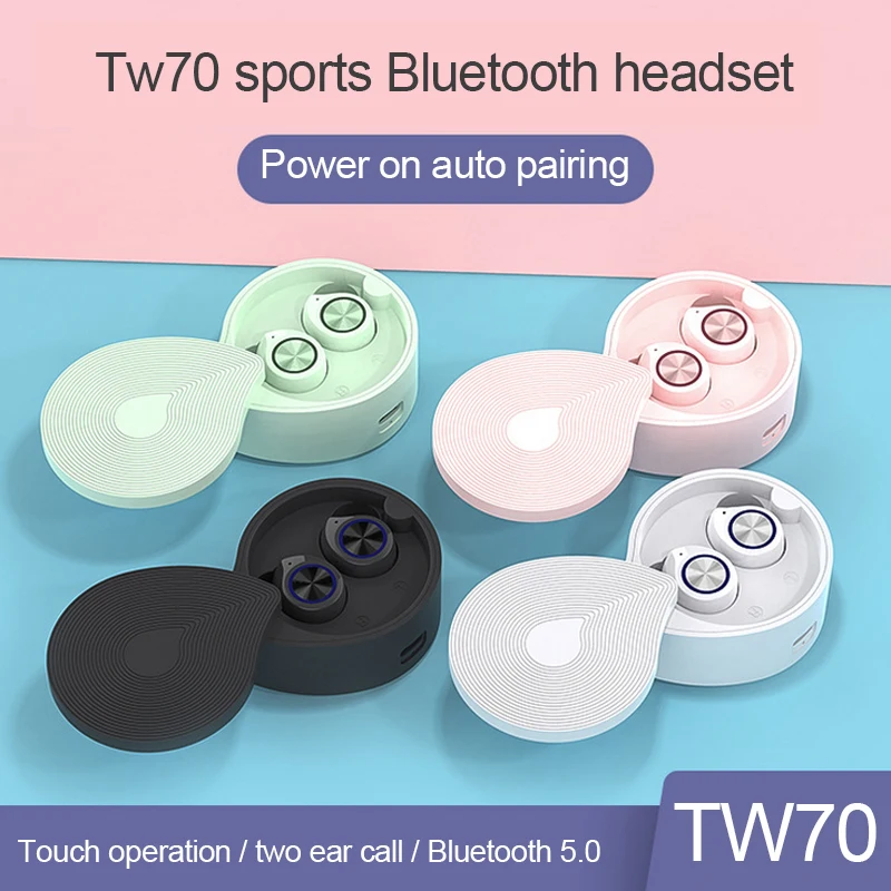 TW70 Bluetooth 5.0 Earphone For Iphone Wireless Hd Call Headset With Mike TWS Wireless Touch Control Earbuds Bluetooth Device