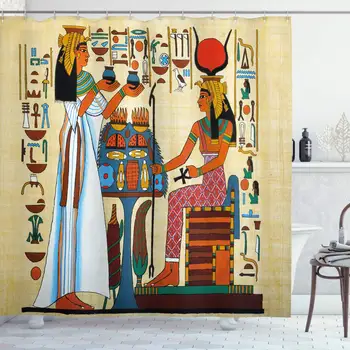

Retro Shower Curtain Design with Elements of Ancient Egyptian History Illustration Pattern Polyester Fabric Bathroom