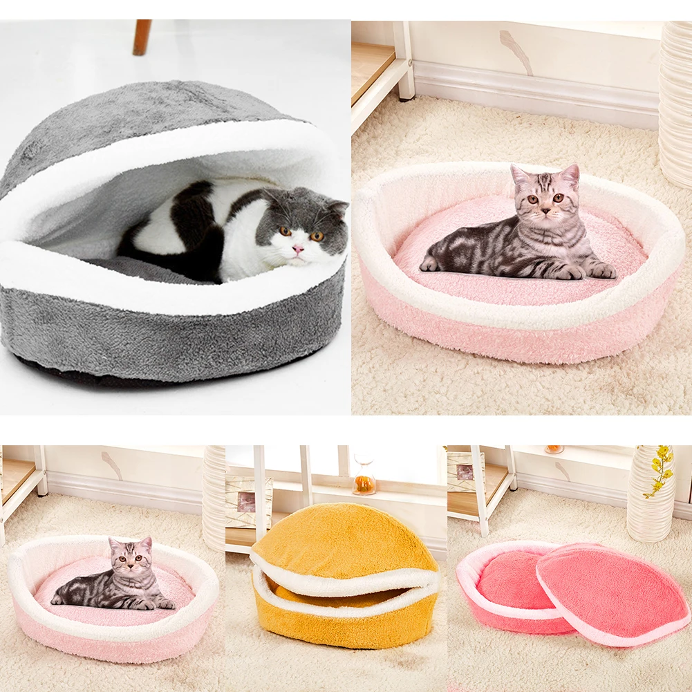 Кошка, собака, кровать для питомца, теплая Съемная подушка, мягкая, для дома, для сна, удобное гнездо, гамбургер, форма, коврик для щенка, питомник