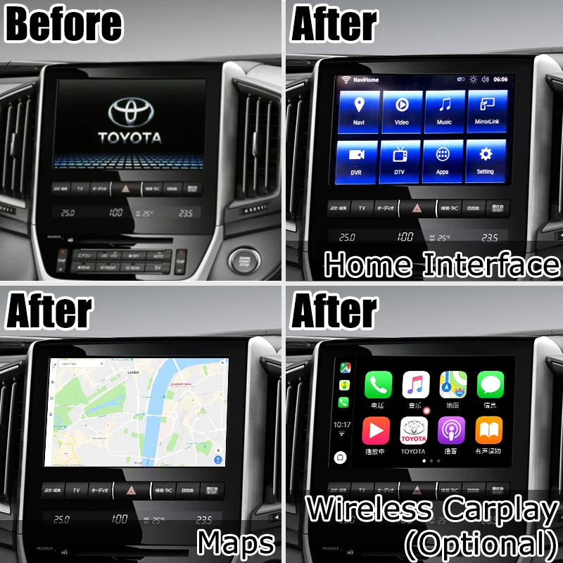Pin-pin для Android/carplay интерфейсная коробка для Toyota Land Cruiser LC200 13-20 видео интерфейс с GVIF LVDS зеркальная ссылка
