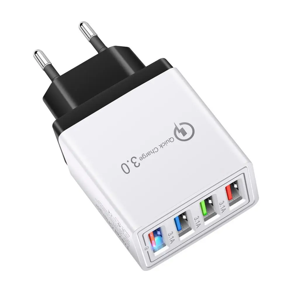 4 порта Быстрая зарядка QC 3,0 usb-хаб настенное зарядное устройство А адаптер питания с европейской вилкой 4 порта Быстрая зарядка QC 3,0 usb-хаб настенное зарядное устройство А адаптер питания с европейской вилкой