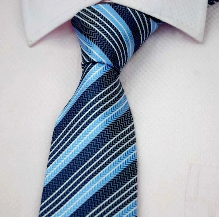 Men Formal Wear Business Tie Purplish Blue Sapphire Blue Striped Plaid Tie
