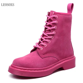 

LEOSOXS Autumn and winter new plus velvet warm Martin boots women's fashion wild thick bottom leather women's boots women shoes