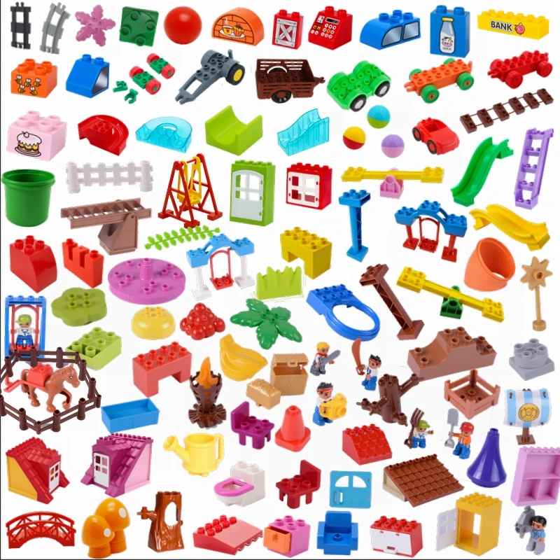 Duplo аксессуары Diy строительные блоки модель дерева пень фонарь седло ферма