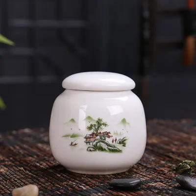 pinghuguangshanse Мини Керамические ящики для хранения с крышкой, контейнеры для соли, чая, продуктов, товары для дома, кухни, коробки для бутылок с белым цветочным узором и крышками - Цвет: pinghuguangshanse