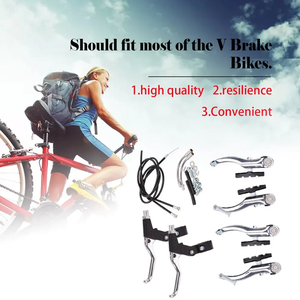 Complete Mtb Alloy Bicycle Mountain Bike V Brake And Lever And Cable(Front+ Rear) Set Brake Sensitivity