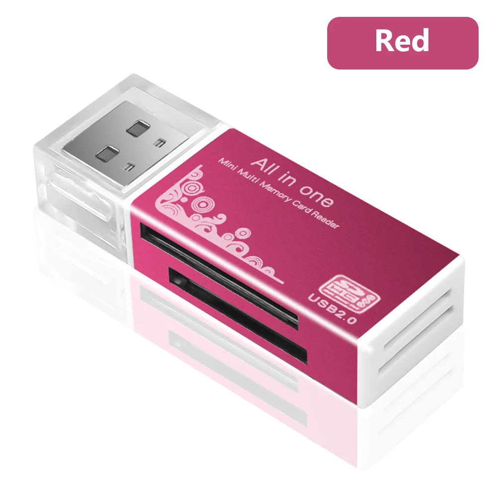 Mini Alu Kartenleser USB 2.0 Micro SD MMC SDHC M2 Card Reader Adapter BLAU 
