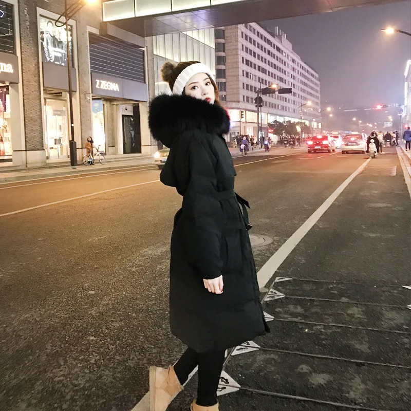 Off Season down Jacket Women's Mid-length over-the-Knee Korean-style Loose Thick Waist Hugging Slimming down Jacket Women's