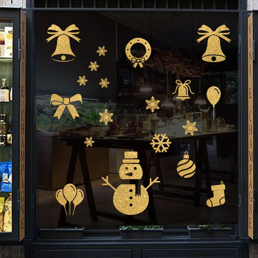 3 шт. самоклеящиеся рождественские наклейки на стену снеговики колокольчики