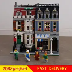 Новый город улица Pet магазин Модель fit строительные Конструкторы кирпичи мальчик милые игрушки DIY развивающий подарок для детей