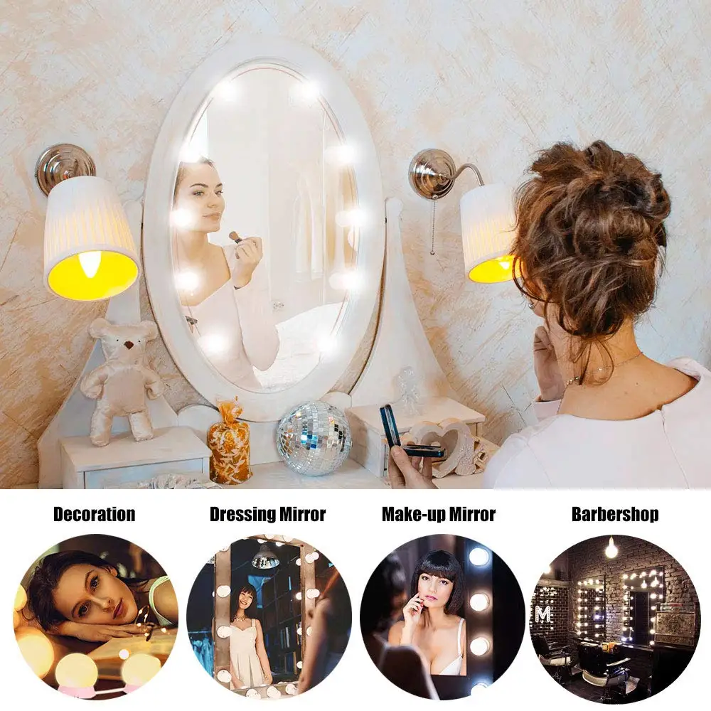 Зеркало для макияжа с подсветкой комплект usb зарядный порт косметический освещенный профессиональный макияж лампы регулируемые яркие фонари Vanity Light