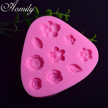

Aomily 9 Holes Flowers Roas Shaped Fondant Mold Cake Jelly Sugar Craft Chocolate Decorating Moulds Tools Silicone Ice Cube Molds