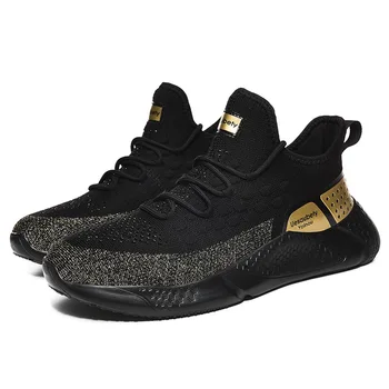 

2020 summer new low-top lace-up sports running shoes round head fly-woven mesh breathable casual shoes men's shoes