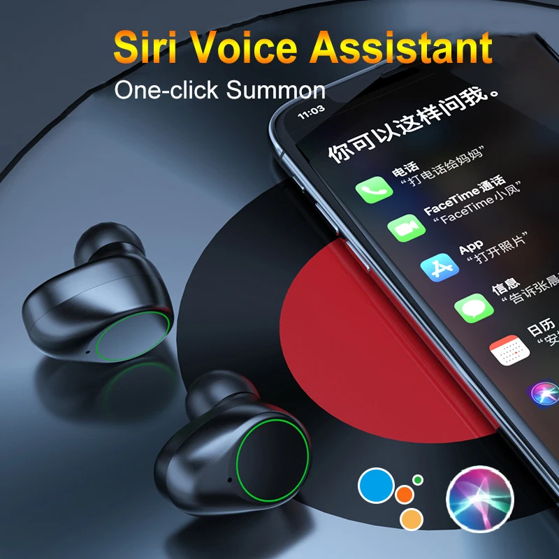 TWS V5.1 Bluetooth Earphone Wireless Headphones Stereo Sport Earbuds HD LED Display Headset with Mic Flashlight Power Bank 2000