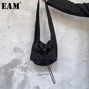 

[EAM] Women New Black Drawstring Split Joint Big Size Personality Accessories Fashion Tide All-match Spring Autumn 2020 1W391